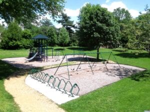 A playground in a park.