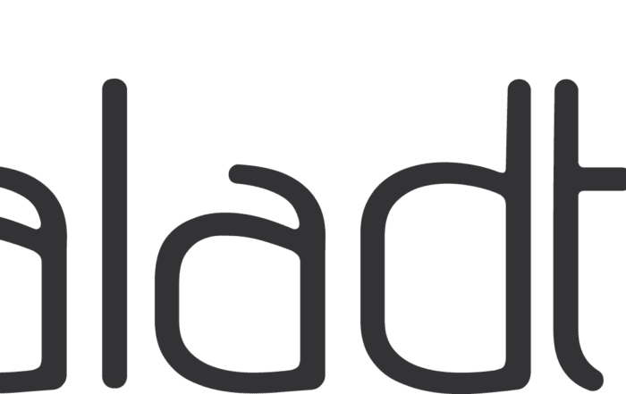 The image shows the word aladtec in lowercase black letters with a red hummingbird graphic to the left and a registered trademark symbol to the upper right of the text.